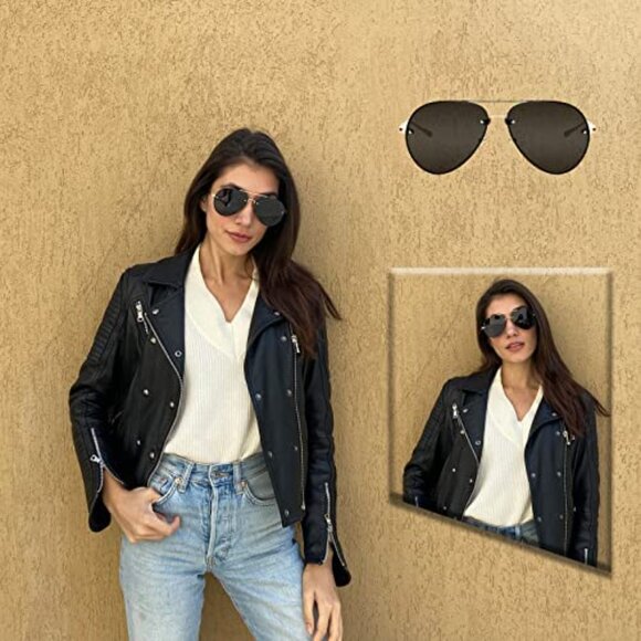 Classic Oversized Aviator Sunglasses Retro Gold Metal Frame Clear Lenses main image 5